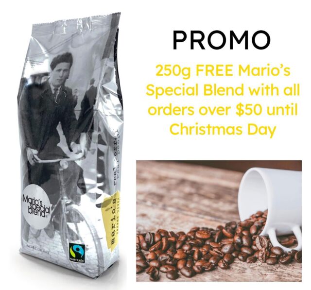 PROMO - Bonus 250g of Mario’s Special Blend with all orders over $50 until Christmas Day. Order online at marioscoffee.com for free delivery in metro Melbourne. 

#realcoffeerealpeople #marioscoffeehouse #mariosspecialblend #coffee #buycoffee #coffeeonline #melbournecafe #coffeeculture #coffeeaddict #espresso #espressobar #melbournecoffee #wholesalecoffee #lovecoffee #barista #butfirstcoffee #specialtycoffee #coffeelover #italianstyle #coffeegram #instascoffee
#coffeetime #coffeeporn #coffeebeans #coffeehouse #beyourownbarister #coffeebeans